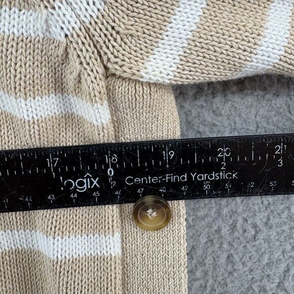 Tuckernuck XS Tan Stripe Bar Harbor Cotton Side Button Sweater - Picture 5 of 10